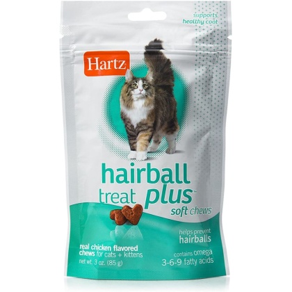 Hartz Hairball Remedy Plus Cat & Kitten Soft Chews - Savory Chicken Flavor
