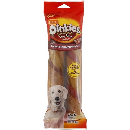 Hartz Oinkies Pig Skin Twists with Bacon Flavored Wrap