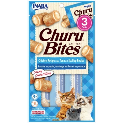 Inaba Churu Bites Cat Treat Chicken Recipe wraps Tuna with Scallop Recipe