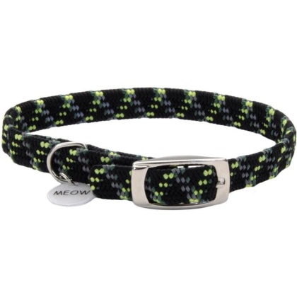 Coastal Pet Elastacat Reflective Safety Collar with Charm Black/Green
