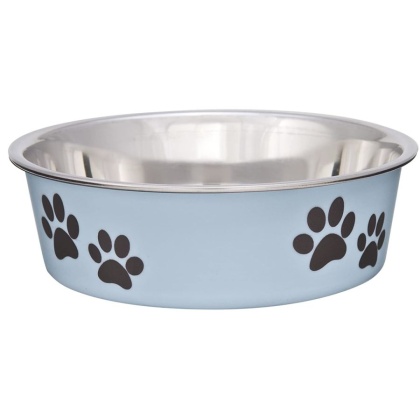 Loving Pets Stainless Steel & Light Blue Dish with Rubber Base