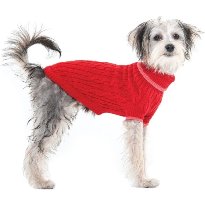 Fashion Pet Cable Knit Dog Sweater - Red