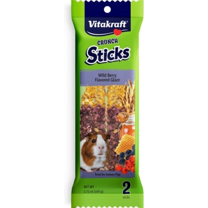 Vitakraft Triple Baked Crunch Sticks Treat for Guinea Pigs - Berry & Yogurt Flavor