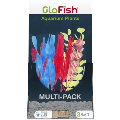Tetra GloFish Aquarium Plant Multi-Pack Yellow, Blue, and Orange