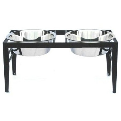 Chariot Double Elevated Dog Bowl - Large/Black